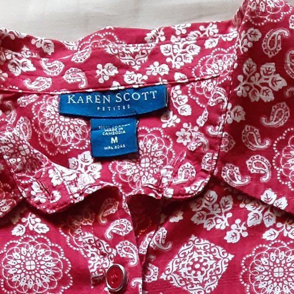 KAREN SCOTT 3/4 SLEEVE TOP/ PM - Picture 4 of 9